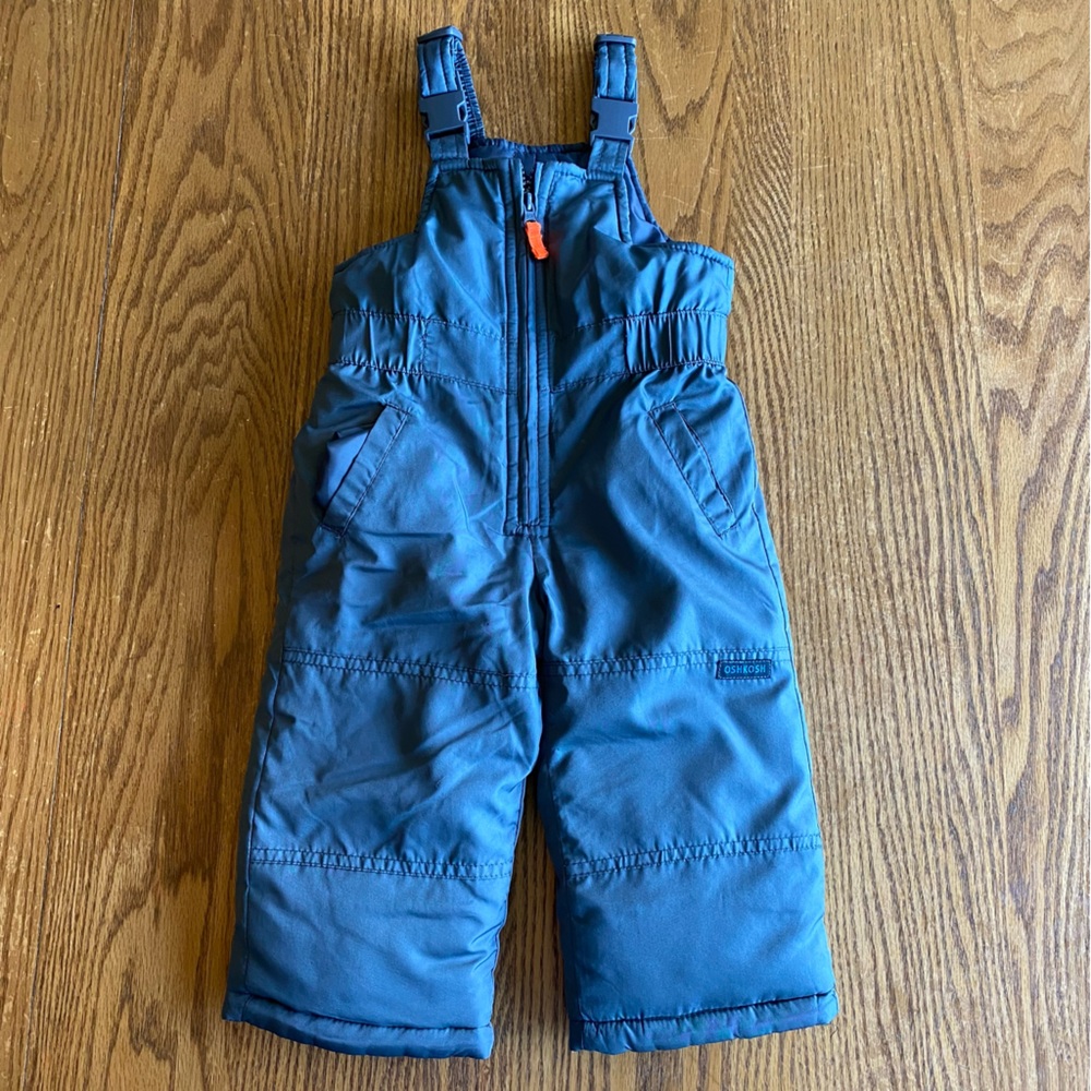 Kids Grey Insulated Snow Bib Overalls